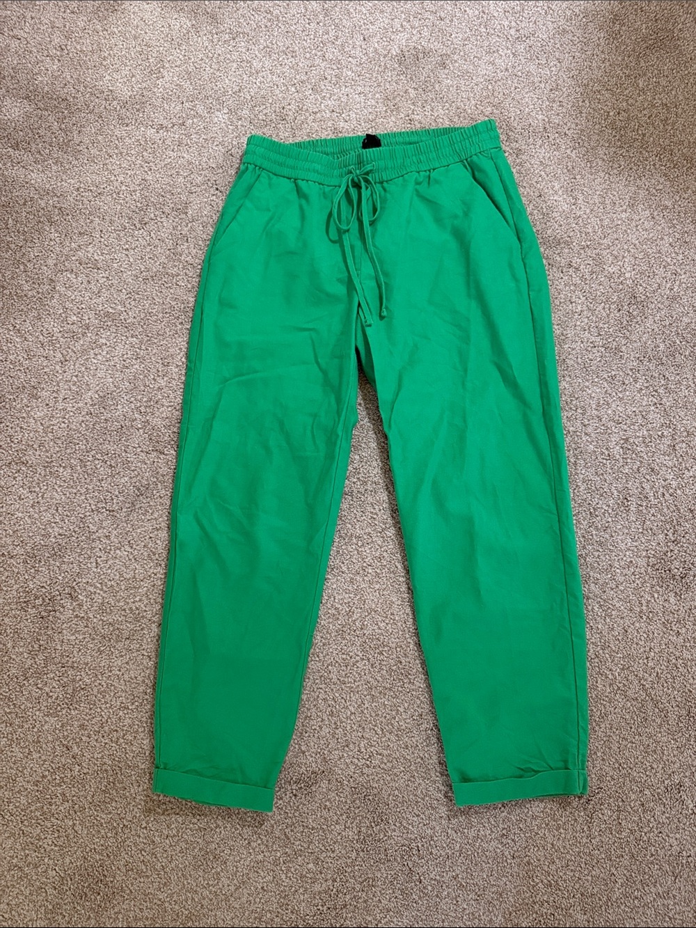 JCrew Women’s linen cotton blend Green Drawstring Casual Pants